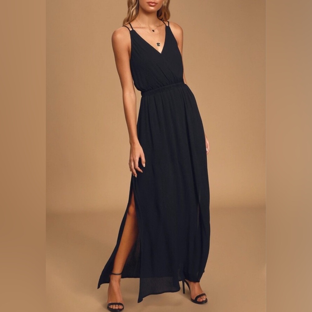 Lulu's Black Backless Strappy Maxi Dress